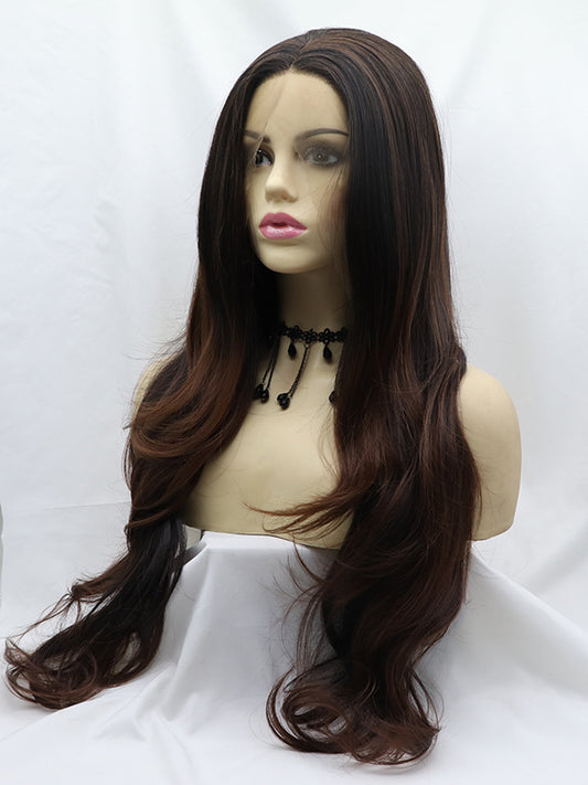 Dark Brown Long Wavy Synthetic Hair Wig