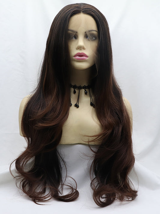Dark Brown Long Wavy Synthetic Hair Wig